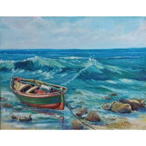 PSAROBARKA AKROGYALIA ( Fishing Boat by the Seashore )